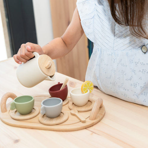 Children's Tea Set - Silicone & Wood