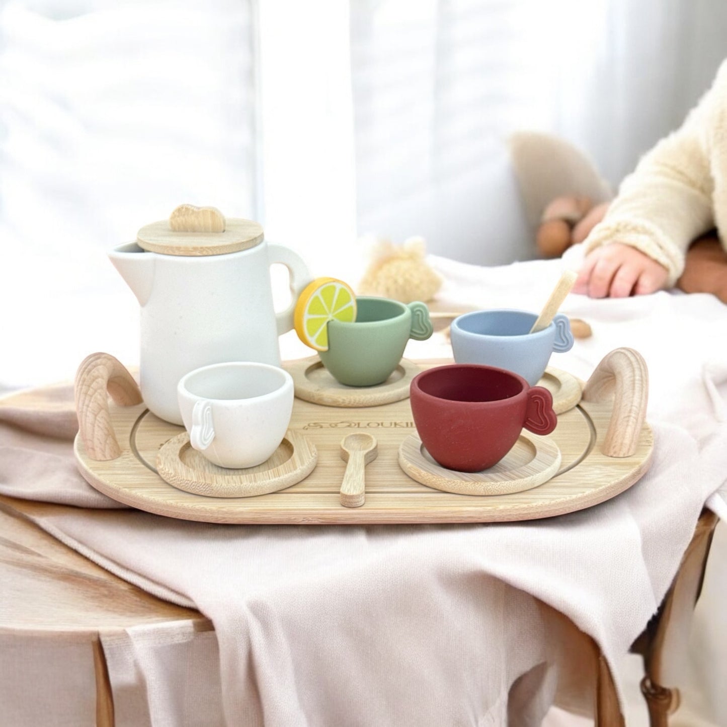Children's Tea Set - Silicone & Wood