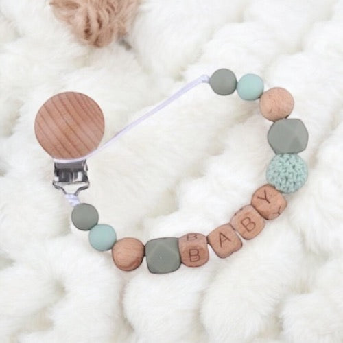 Customizable Pacifier Clip - Wood & Silicone
