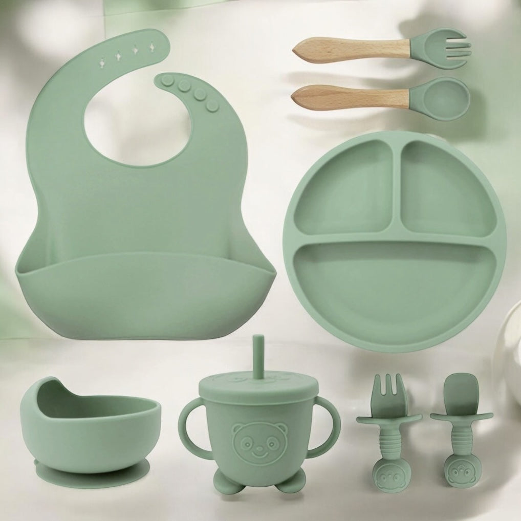 8 Piece Baby Meal Set in BPA-Free Food Grade Silicone