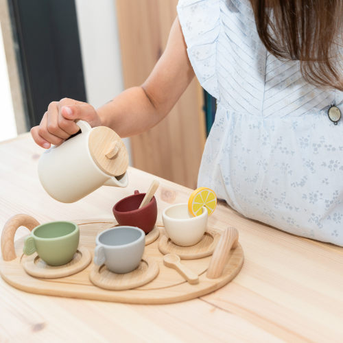 Children's Tea Set - Silicone &amp; Wood