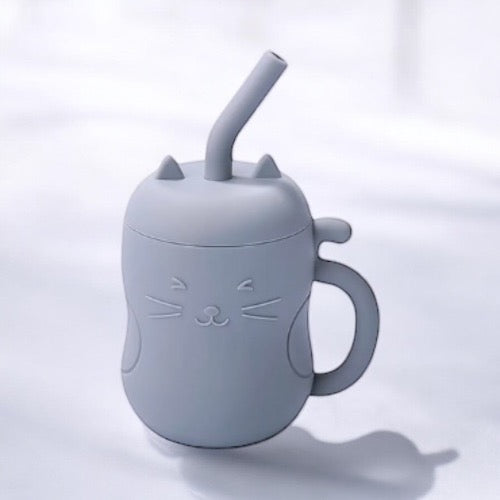 Tasse d'Apprentissage bébé motif chat : Bleu Ciel