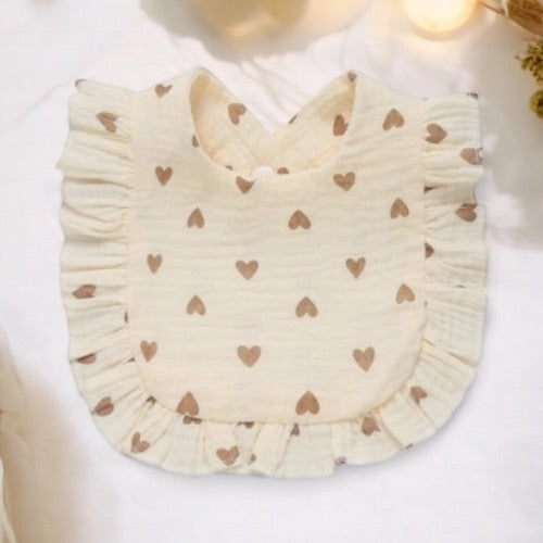 Ruffled and patterned bib - Cotton gauze