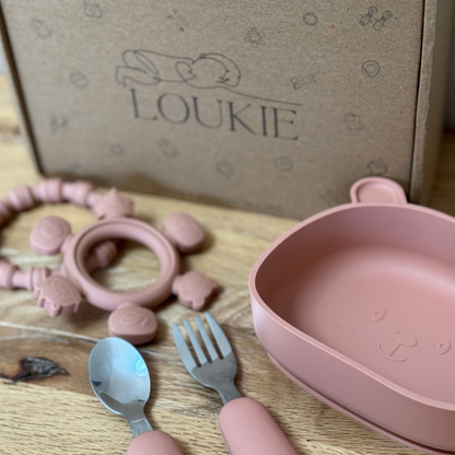 Coffret Repas Bébé en Silicone : Ourson Terracotta